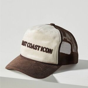 New Anthropologie Coney Island Picnic Faux Suede Neutral Trucker Hat NWT